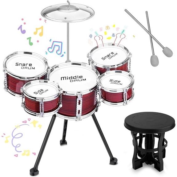 Upgraded Kids 5-Piece Drum Set for Toddlers