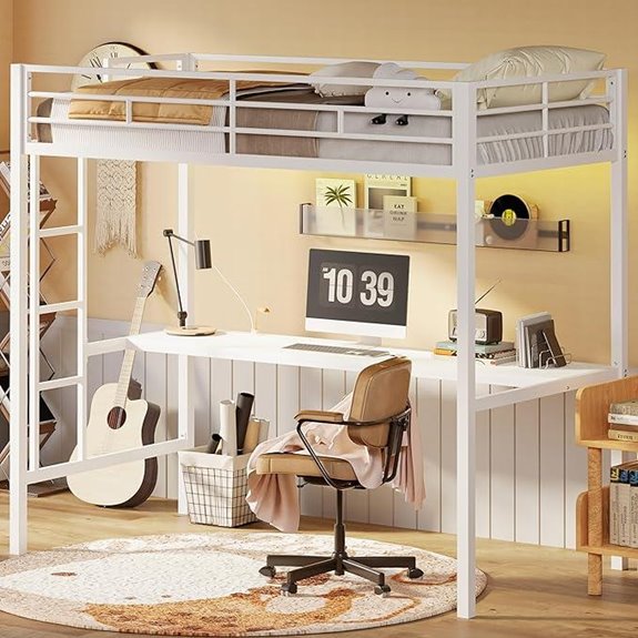 LIKIMIO Twin Loft Bed with Desk Light & Outlet