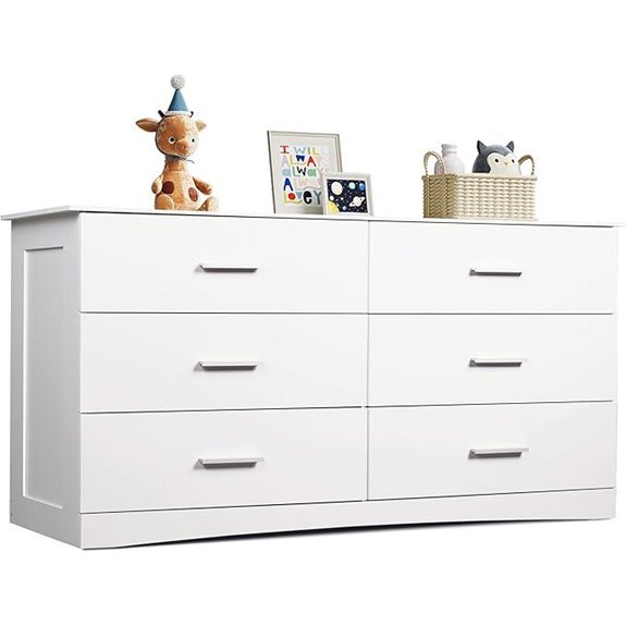 WLIVE White 6-Drawer Dresser Bedroom Storage Organizer