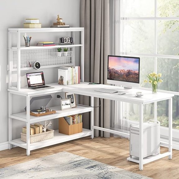Tribesigns 55 White Computer Desk with Shelves