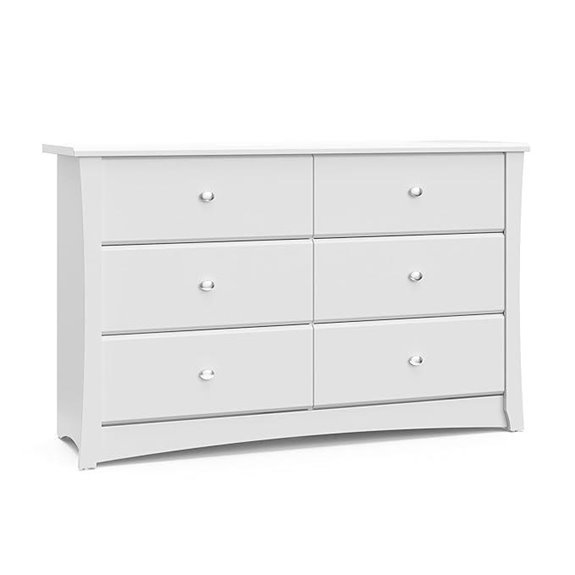 Storkcraft Crescent 6-Drawer White Dresser for Kids