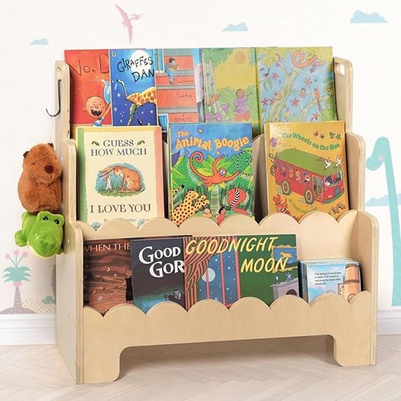 Kids Wooden 3-Tier Nursery and Toddler Bookshelf