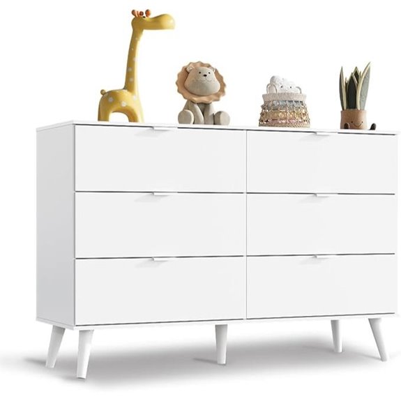 WLIVE 6-Drawer Wooden Dresser with Metal Handles