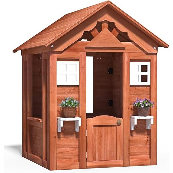 Kids Outdoor Playhouse for Ages 3-10 Wooden Garden Cottage