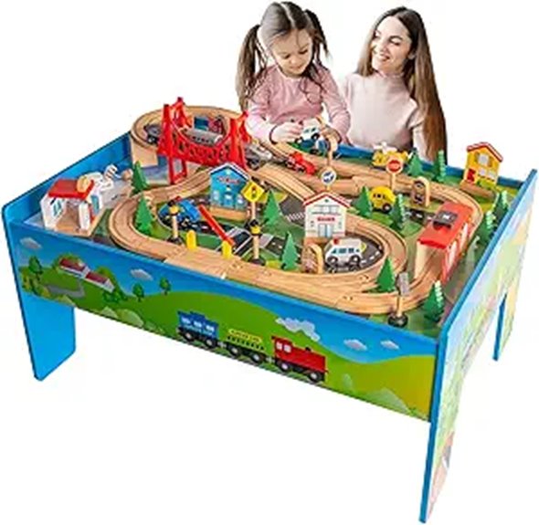FUNPENY Wooden Train Table and Railway Set