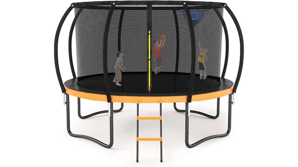 12 foot trampoline with basketball