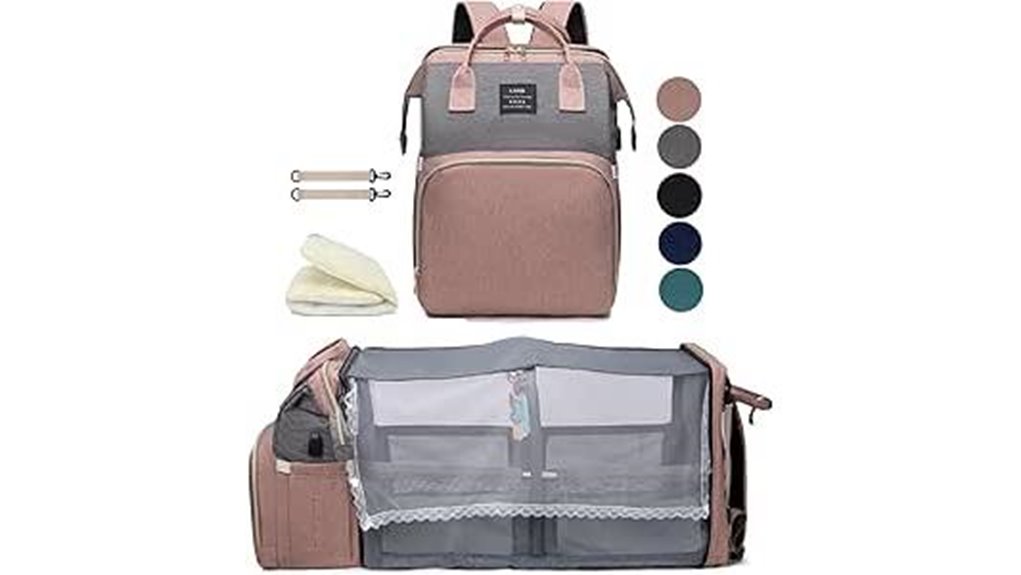 baby diaper backpack with changing station
