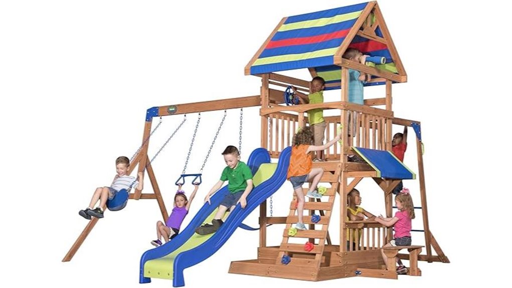 beach themed cedar playset