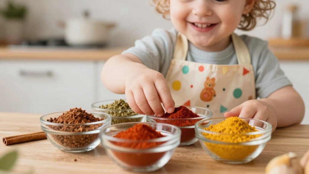 creative toddler spice mixing