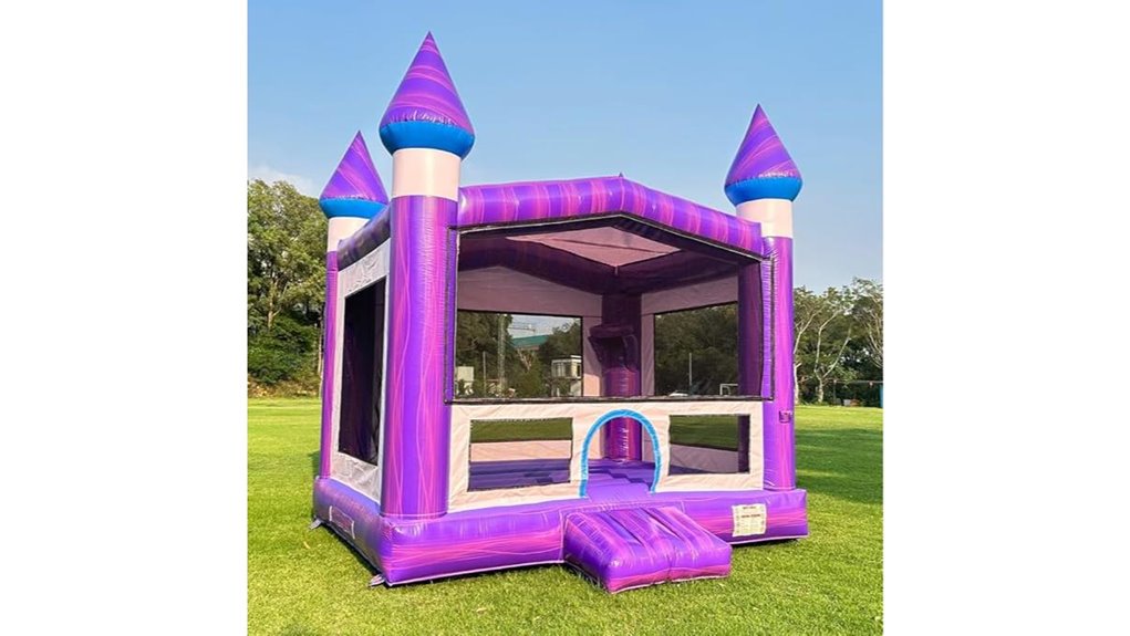 inflatable bounce house with basketball