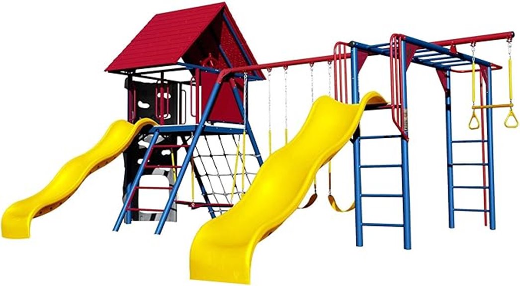 large primary colored swing set