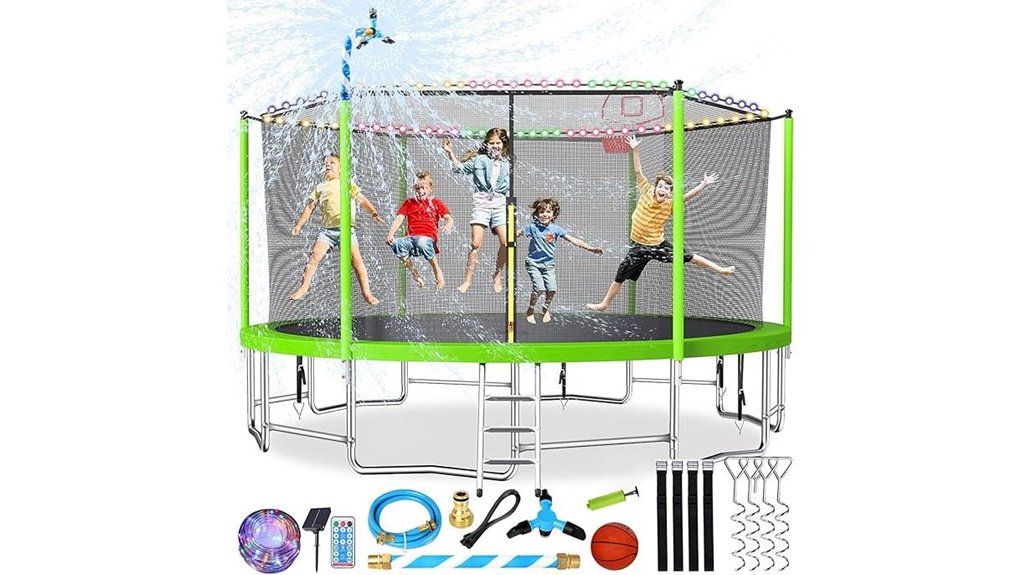 outdoor trampoline with hoop