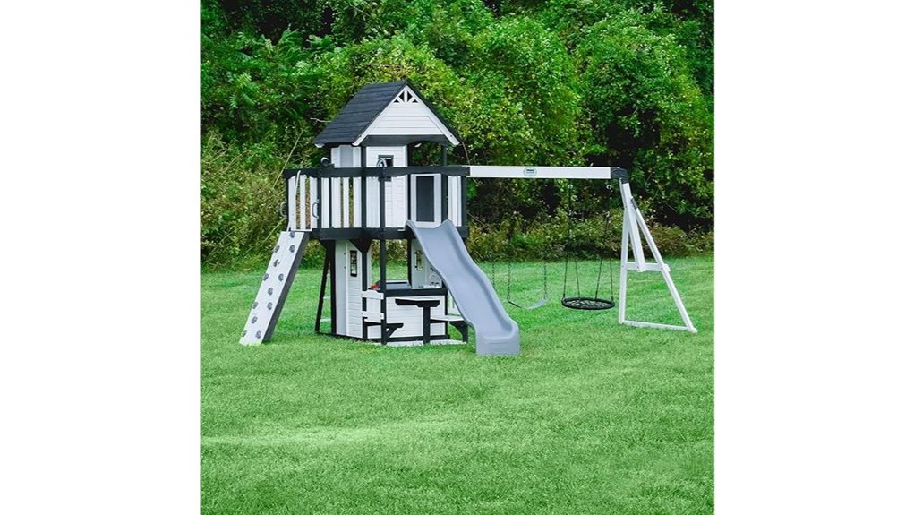 playset with slides swings