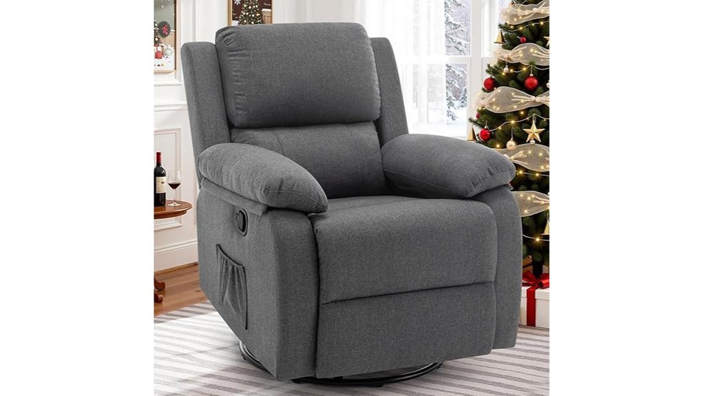 small grey swivel recliner