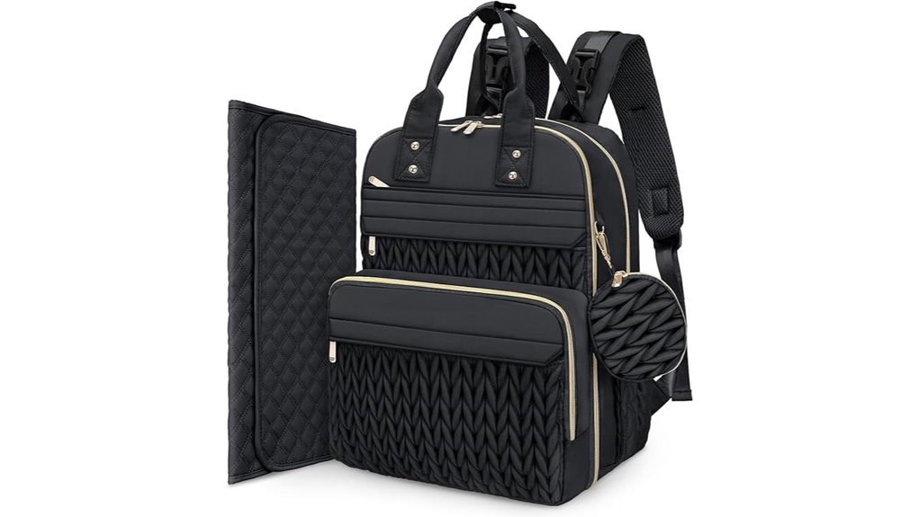 waterproof diaper bag featuring changing pad