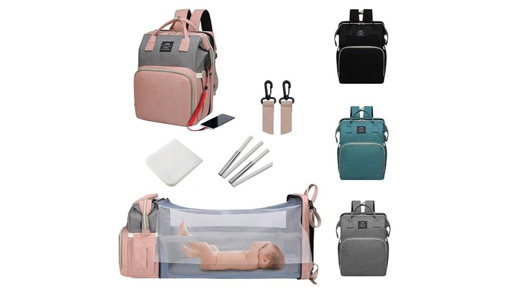 waterproof diaper bag with changing station