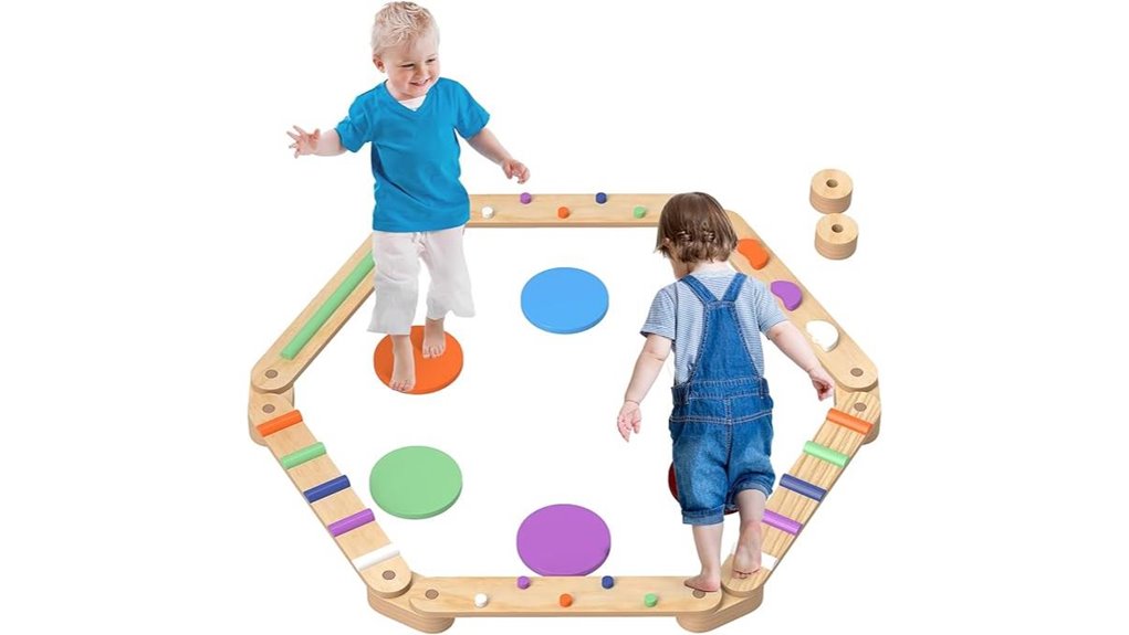 wooden balance and stepping stones