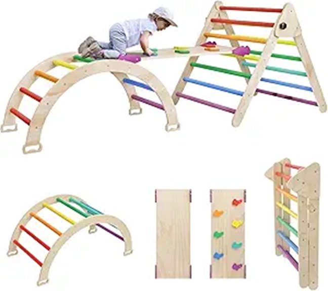 wooden kids climbing set