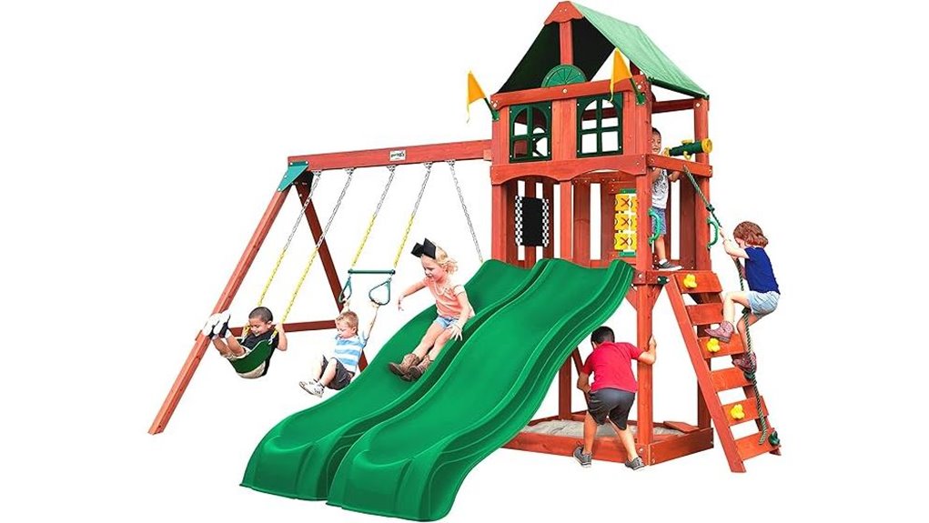wooden swing set playground